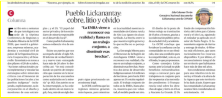 Columna de Lila Colamar sobre territorio y comunidades