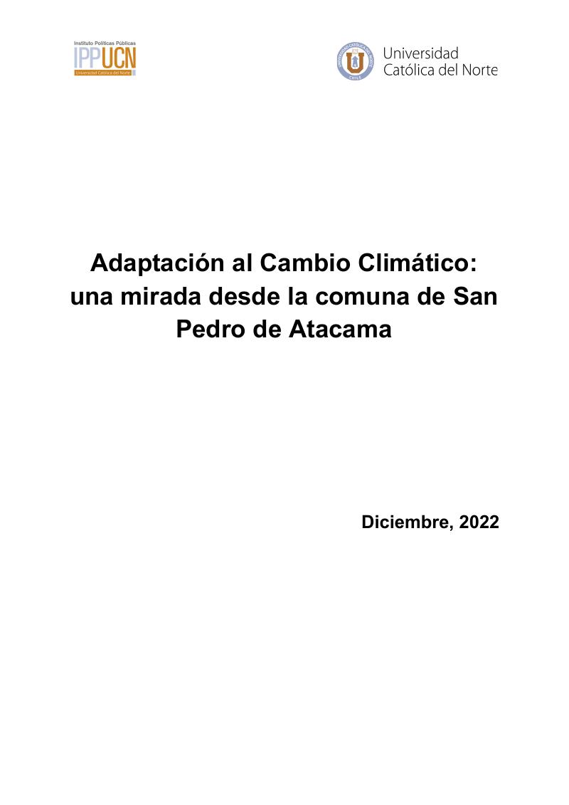 Adaptación al cambio climático: una mirada desde la comuna de San Pedro de Atacama