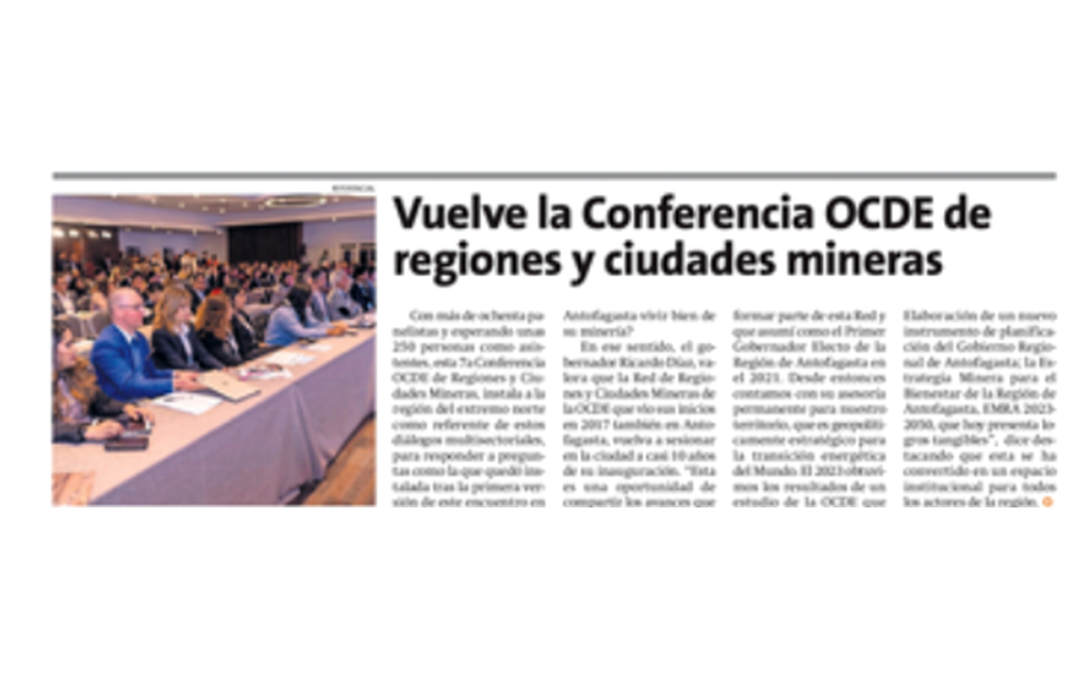 Antofagasta será sede del encuentro internacional de regiones mineras